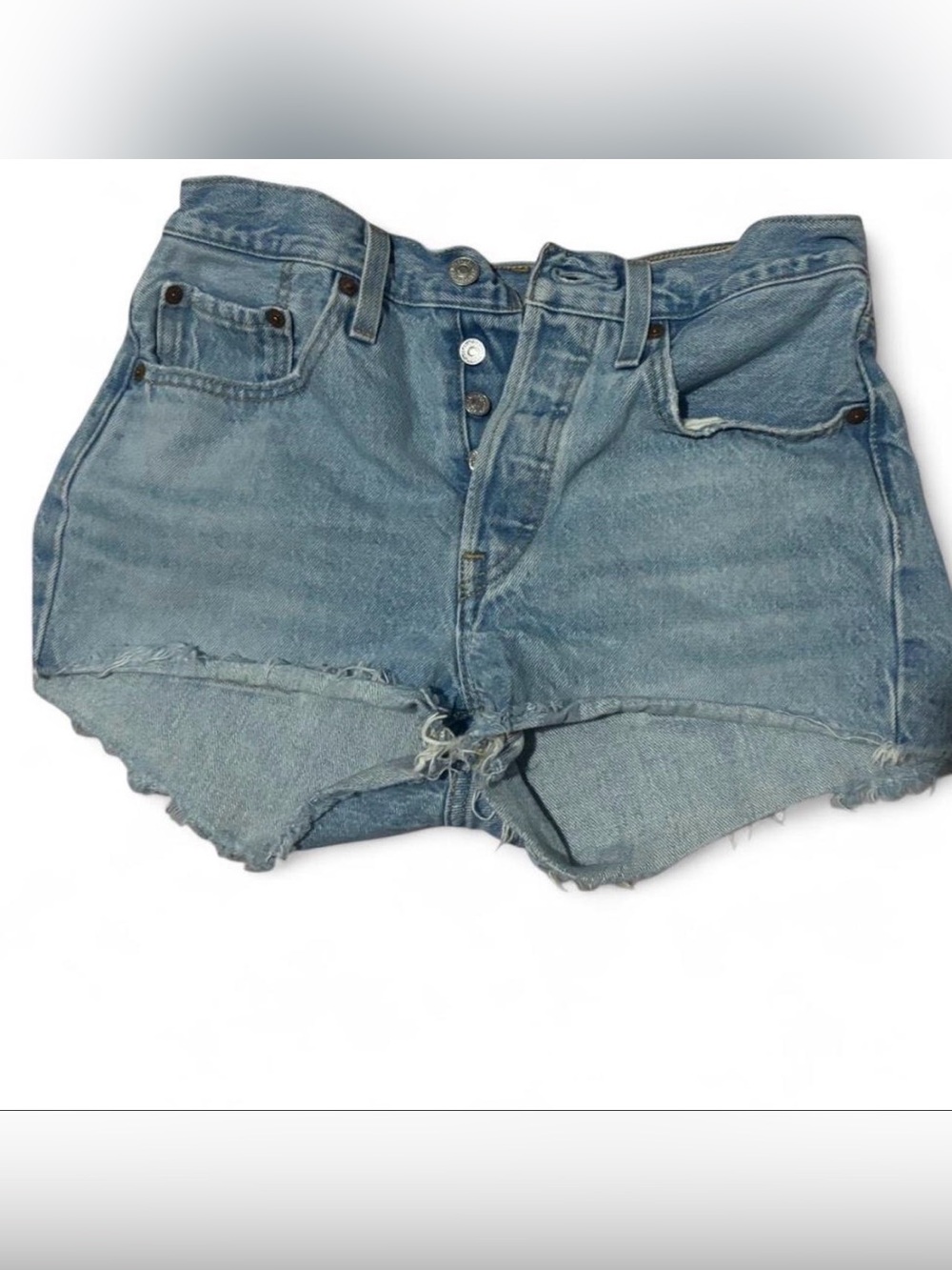 Levi's Light Blue Denim Cutoff Shorts with Frayed Hem W26